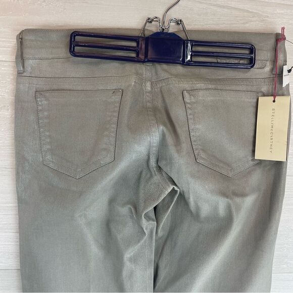 Stella McCartney Metallic Silver Grey Coated Low Straight Leg Jeans NWT - Picture 5 of 10